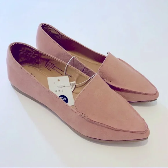 NWT A New Day Micah Pink Suede Pointed Loafers - Picture 4 of 7